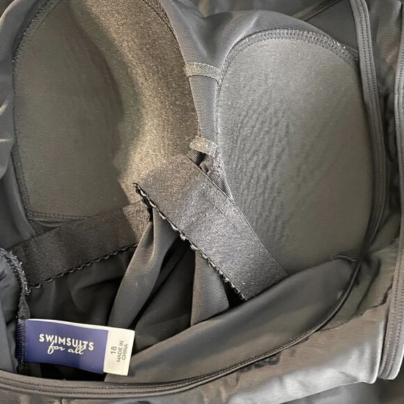 Swimsuits For All One Piece Swimsuit Dress‎ Black Solid Women's Size 18 - Picture 7 of 7